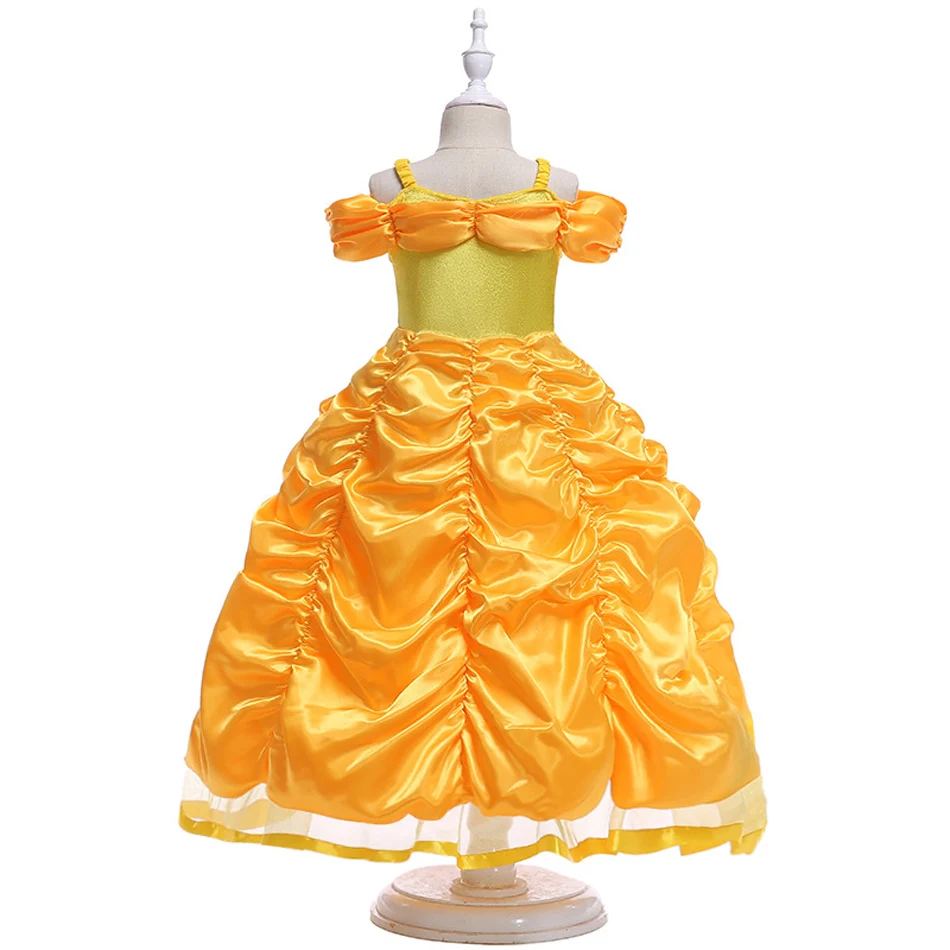 Girls Costume Belle Cosplay Princess Dress Beauty Beast Kid Carnival Halloween Birthday Party Outfits Children Elegant Ball Gown