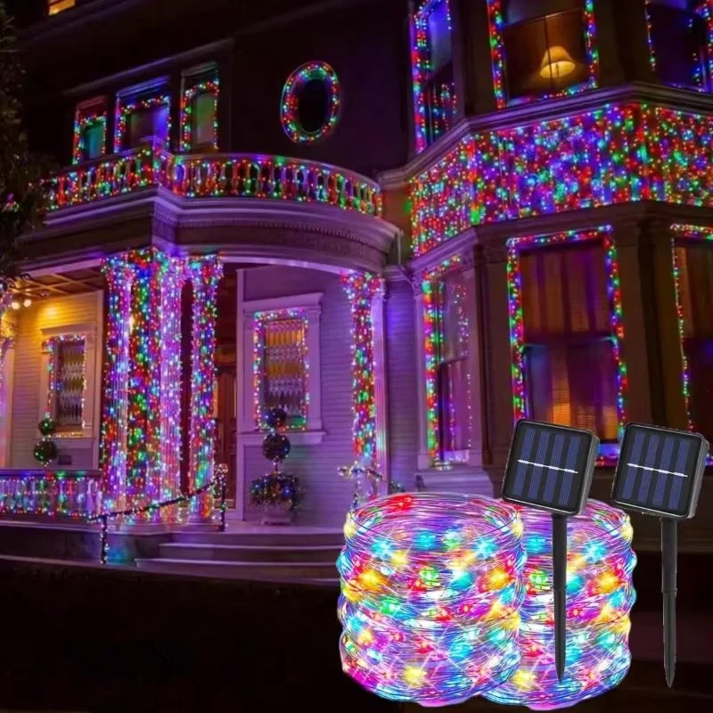 

Светодиодная гирлянда на медной проволоке Solar Fairy для декора дома, праздничное освещение на Ид Мубарак, уличная гирлянда для свадьбы, патио, Рамадана