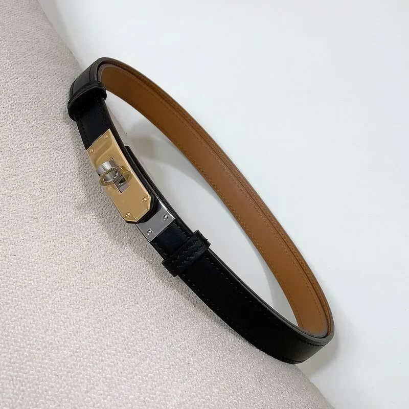 

High quality cowhide women's waist Trim Belt Adjustable retractable dress trim positive leather top layer 1.8 buckle belt