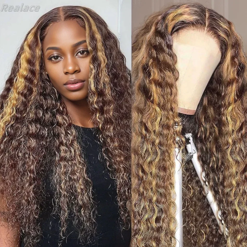 13x6 HD Lace Front Curly Wigs Highlight Transparent Frontal 30-calowe głębokie fale Ludzkie włosy Brazylijskie peruki na sprzedaż dla kobiet do wyboru