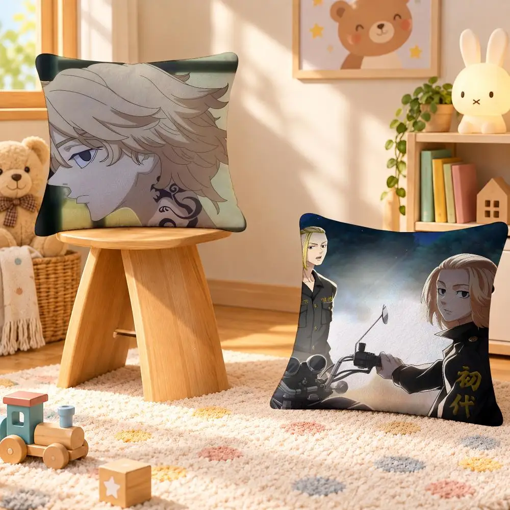 Anime Tokyo Revengers Street Cushion Cover Personalized Soft Plush Pillow Living Room Home Sofa Bedroom Office Car Cushion