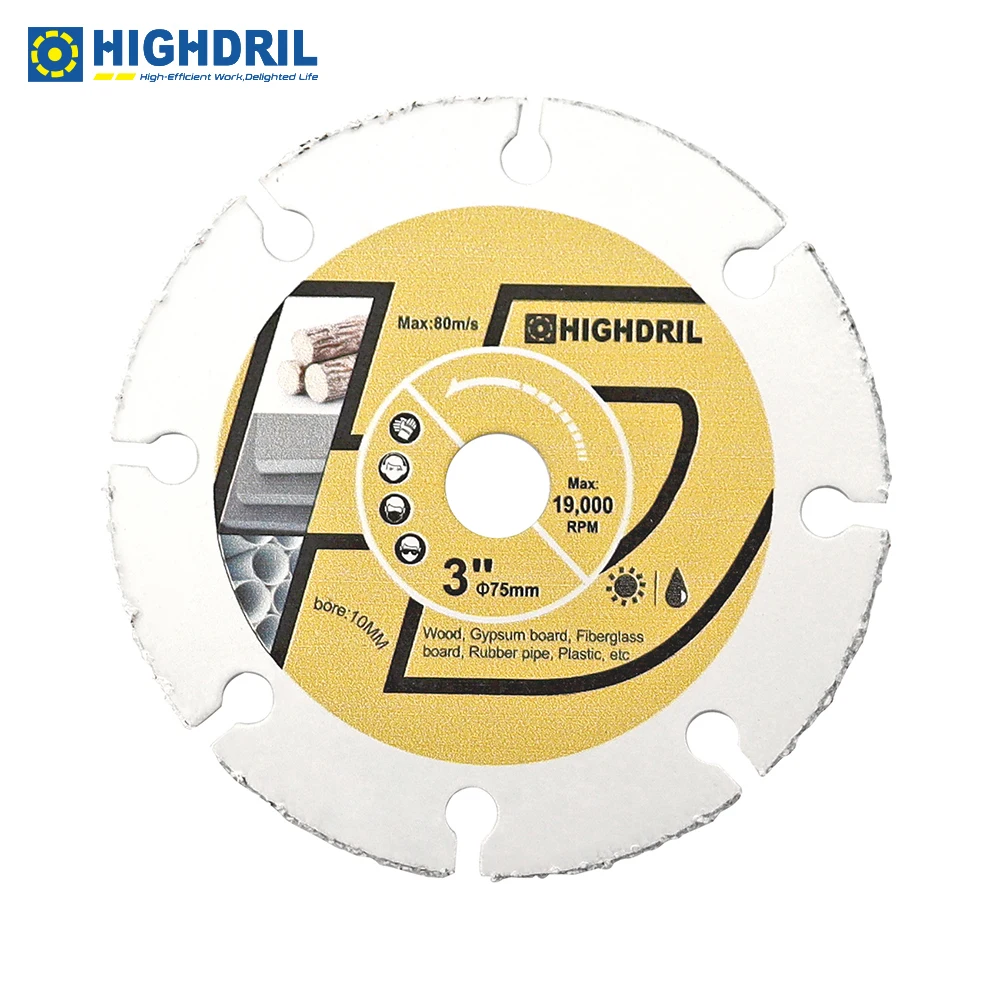 

HIGHDRIL 1pc Carbide Woodworking Saw Blades Wood Cutting Disc For Wood Material Rubberpipe Plastic Fiberglass Dia3inch/75mm