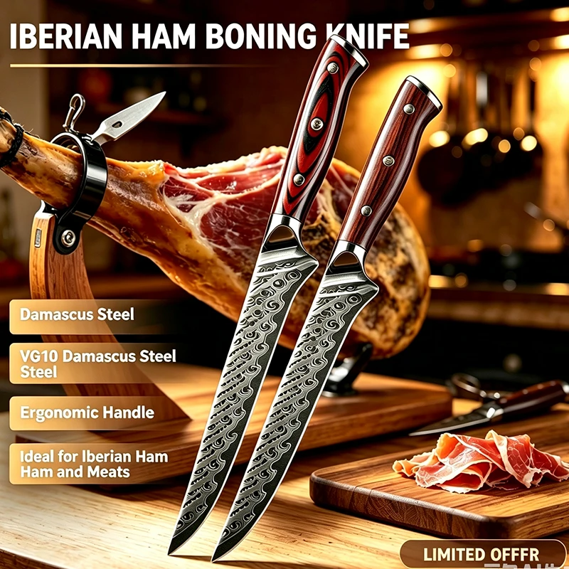 Hand‑Forged VG10 67‑Layer Damascus Steel Boning Knife, High Hardness Butcher Knife Comfort Wood Handle Household Kitchen Meat