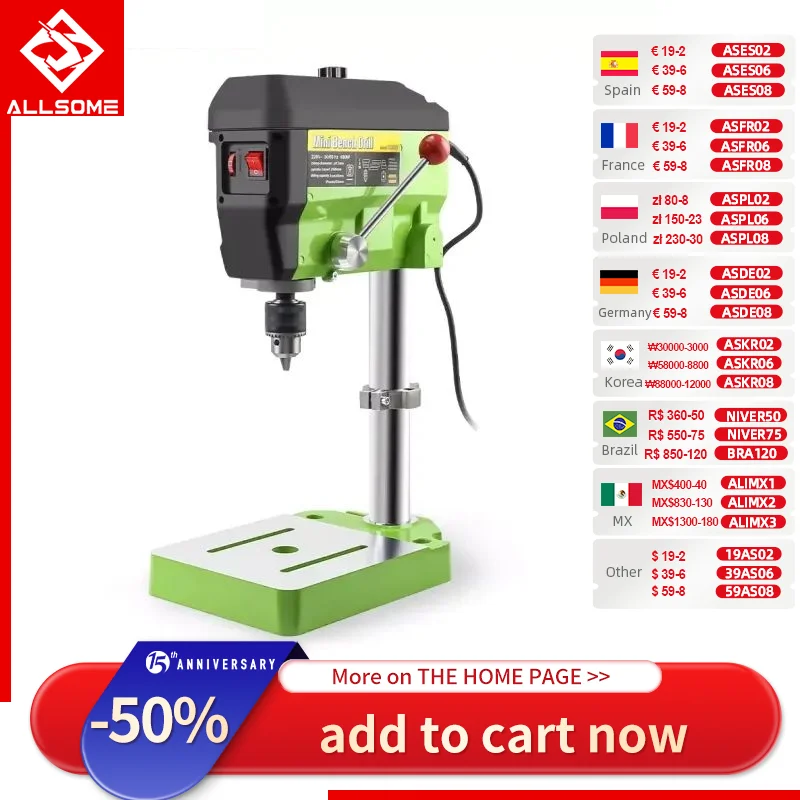 Allsome 6-Speed Benchtop Drilling Machine BG-5168E Drill Press