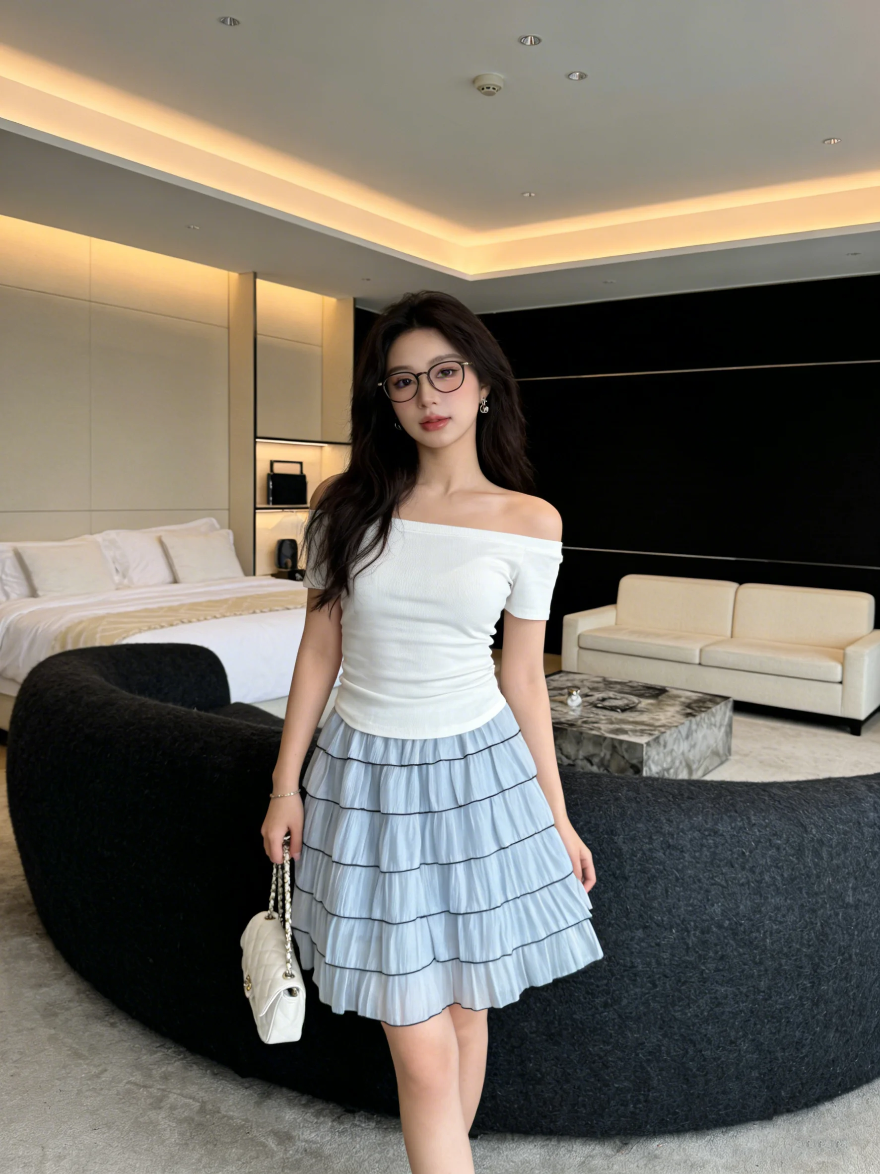 

Нежная универсальная синяя юбка-кейк с завышенной талией, стройнящая, А-силуэт, из фатина, женская, весенняя, повседневная, дышащая, приятная к телу, с завышенной талией, А-силуэт