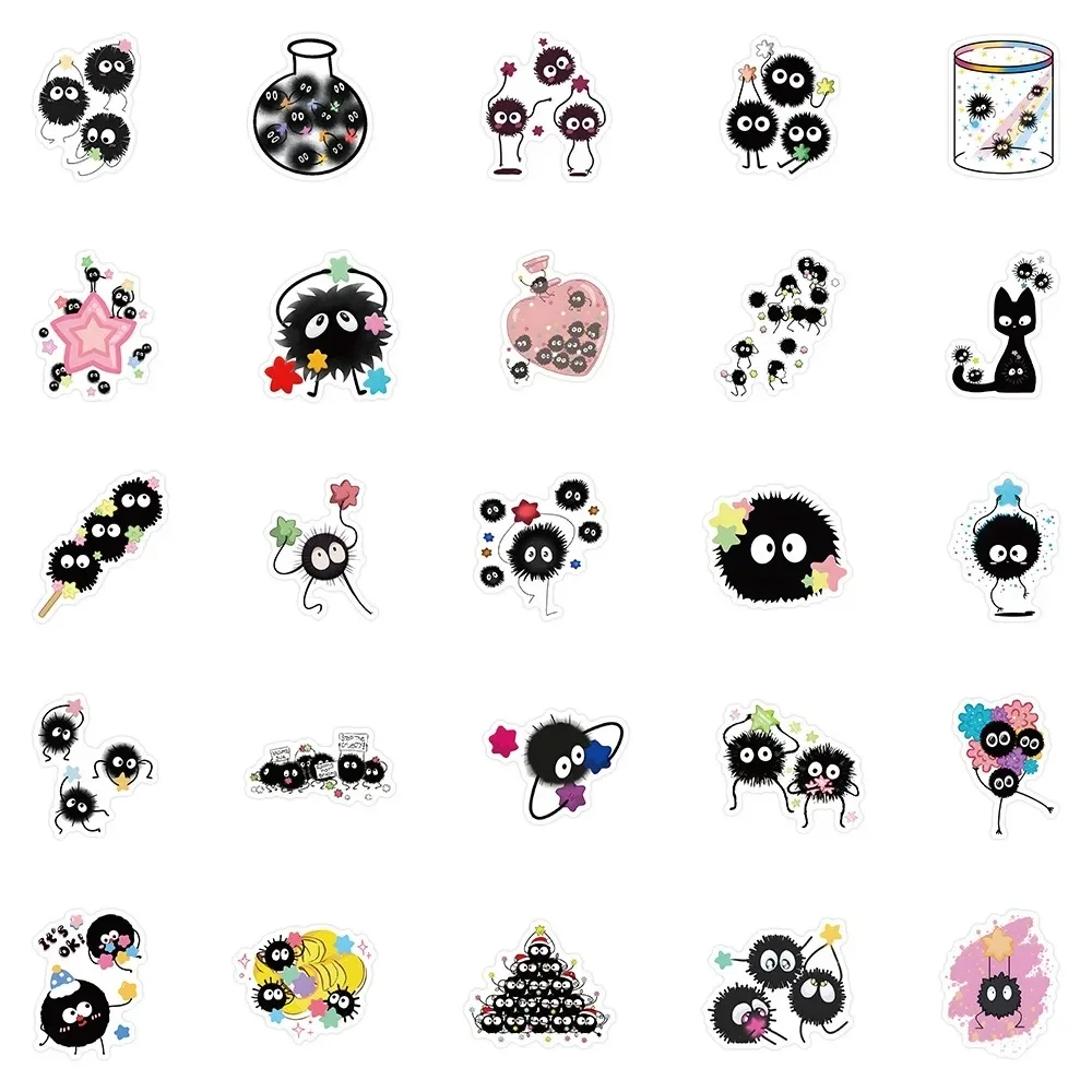 50PCS Soot Sprites adesivi simpatico elfo cartone animato adesivo decorazione fai da te bagagli laptop telefono chitarra auto bici adesivo giocattoli per bambini regali