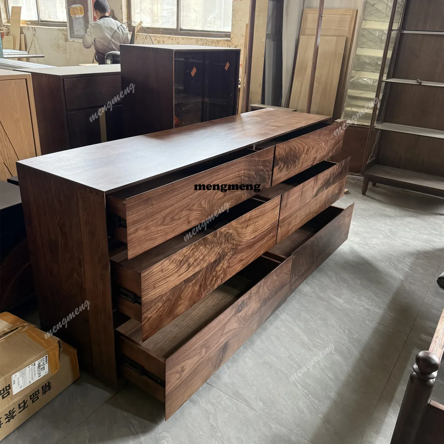 Y136 North American black walnut Italian minimalist chest cabinet, simple all-solid wood gold tumor pattern storage cabinet