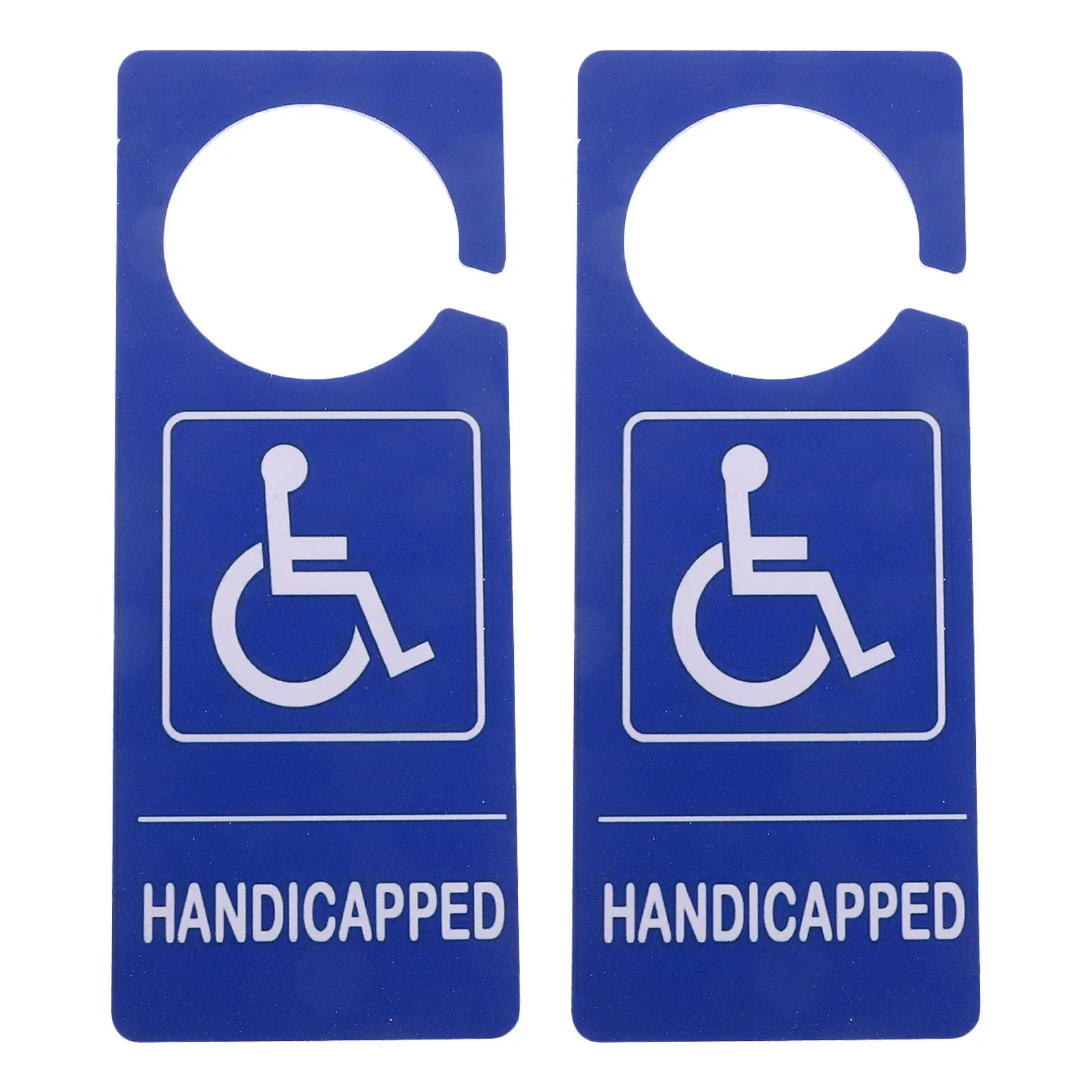 2Pcs Blue Handicap Parking Placard Sign PVC Waterproof 7.9x3.2inch Wheelchair Symbol for Car Door Mirror Hook Outdoor Indoor Use