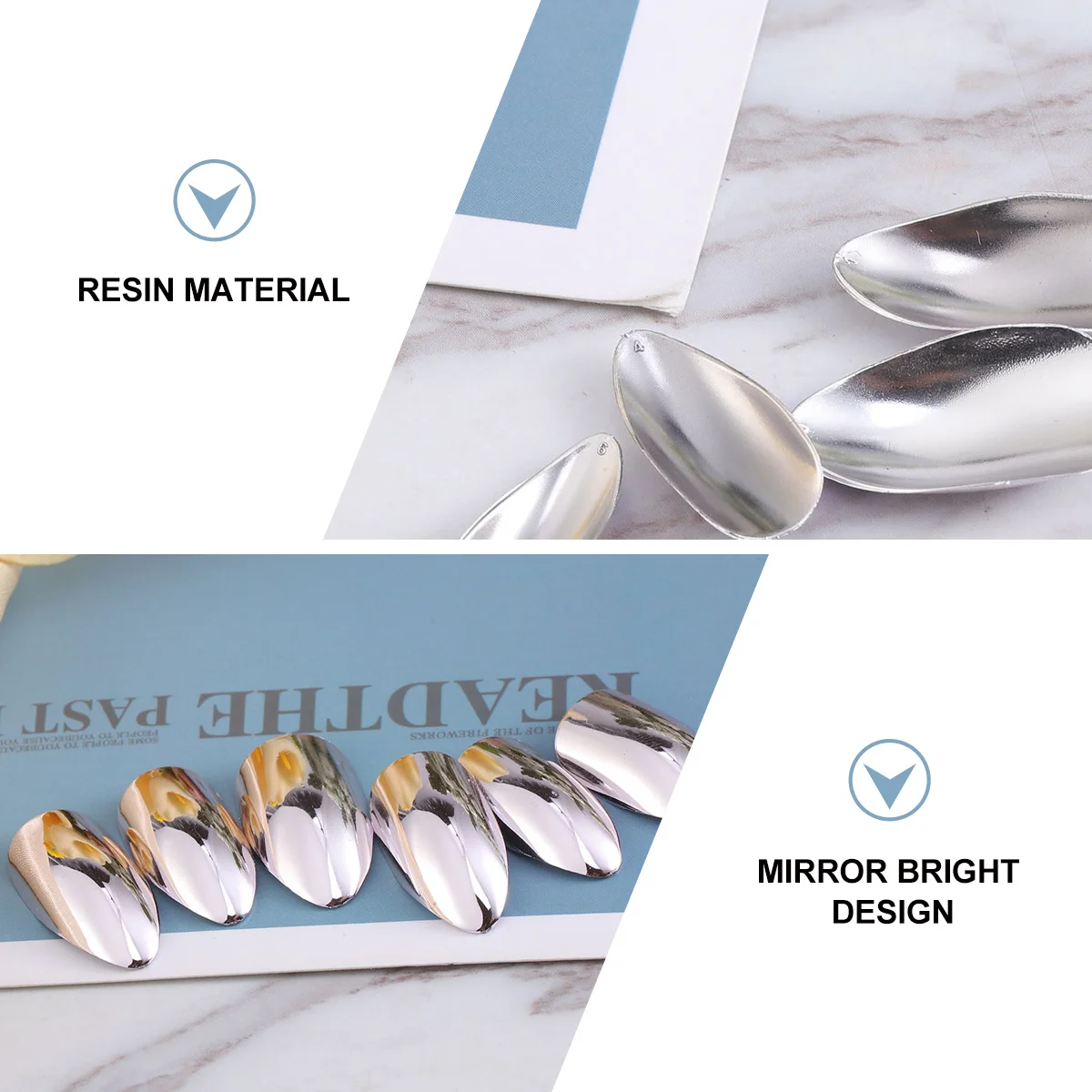 24枚入り プレミアムメタリックミラーネイルデカール きらめく反射ステッカー 簡単DIYネイルアート 全ての機会に使えるお祝いデコレーション