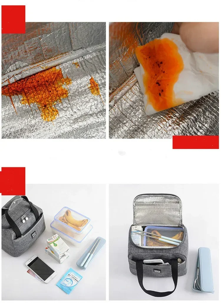 Women Men Large Thermal Dinner Box Food Case Bags Waterproof Insulated Lunch Bags Oxford Travel Tote Necessary Picnic Pouch