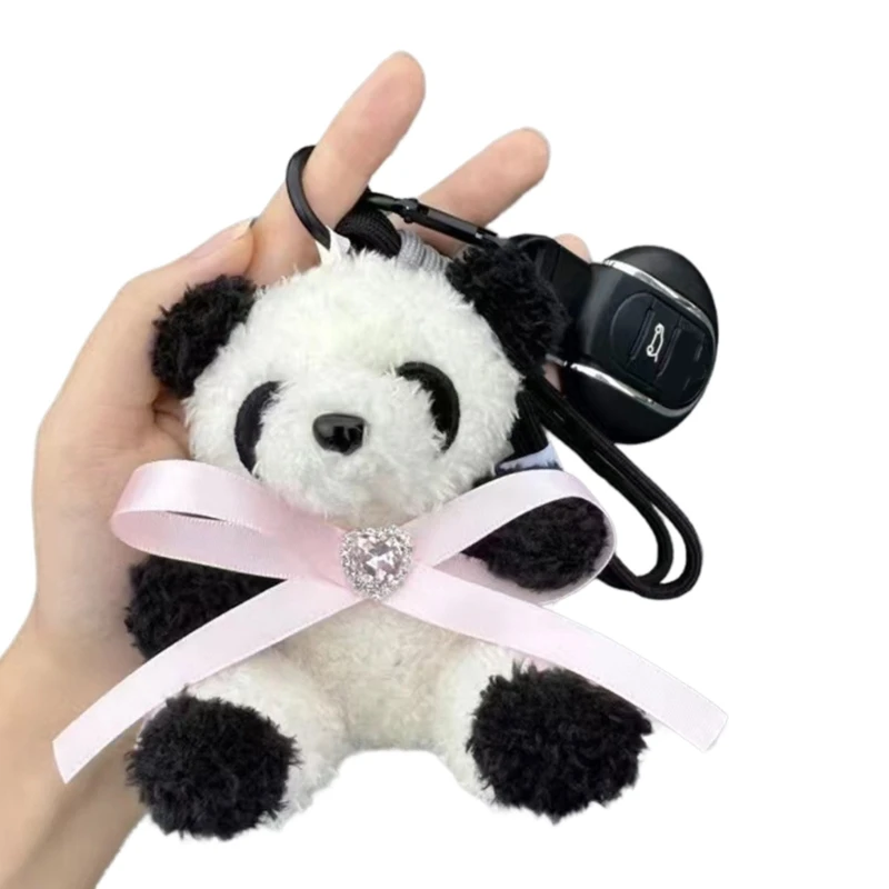 Lovely Pandas Doll Key Chain Sweet Pandas Plush Keyring Delightful Addition Bag Charm Perfect Party Gift for Women