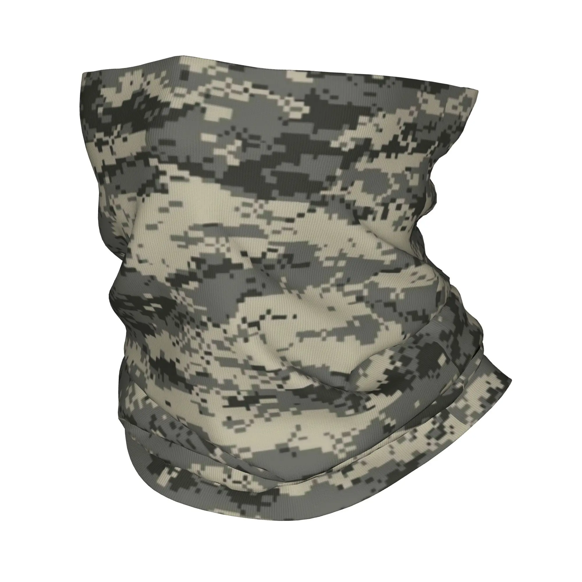 Digital Gray Camo Bandana Neck Warmer Women Men Winter Ski Hiking Scarf Gaiter Camouflage Face Cover