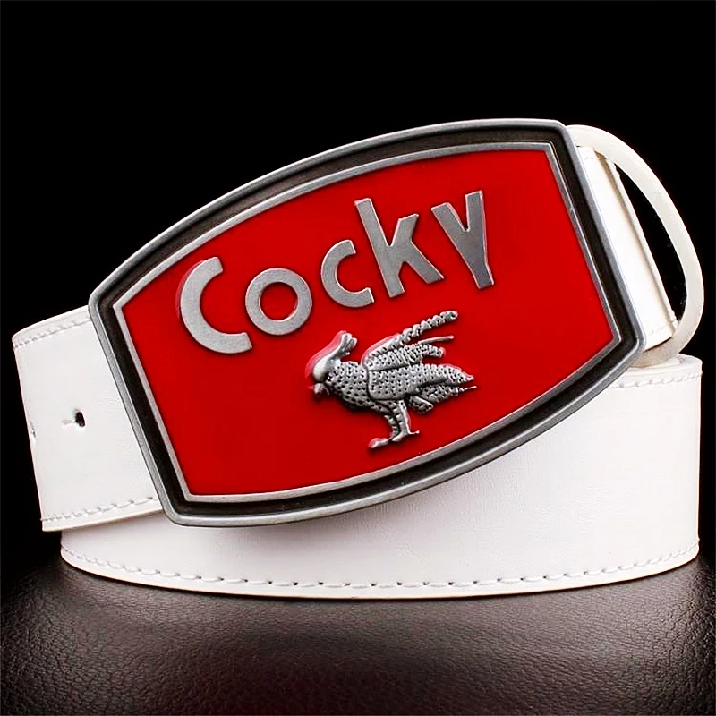 Fancy Gift Cocky Cock Bird Fashion Belt Men Animal Print Metal Buckle