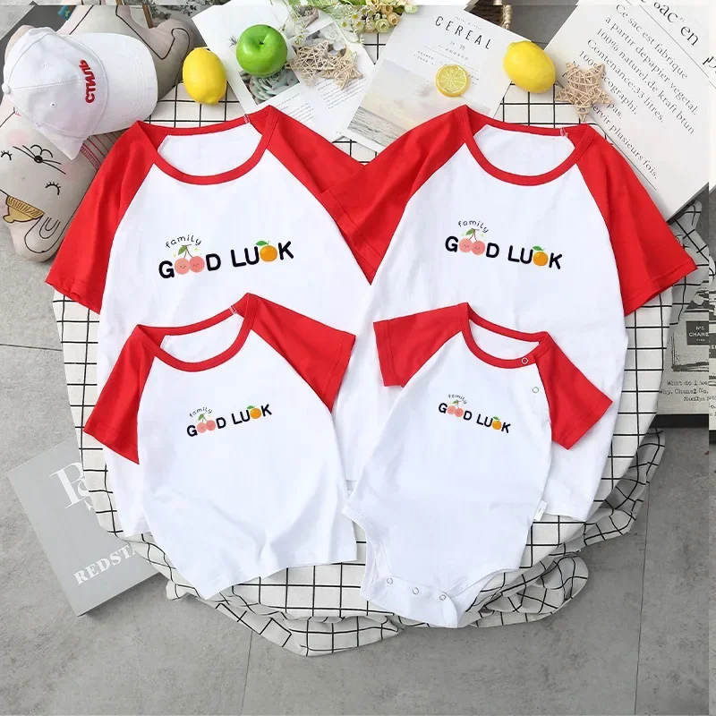 Family Look Cotton Clothes Mom Dad Tees Family Matching T-Shirts Mother Daughter Tops Father Son Shirt Baby Girls Boy Jumpsuits