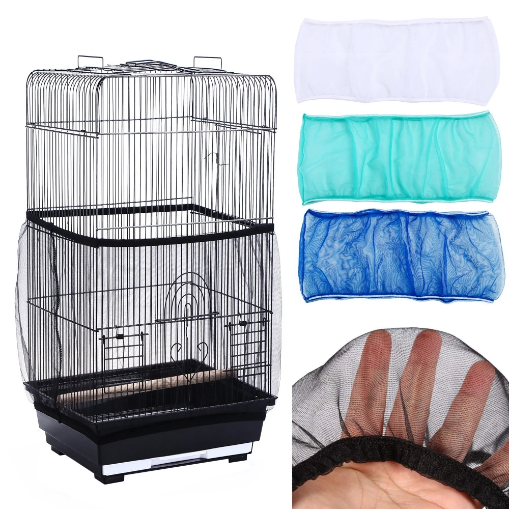 Stretchy Guard Nylon Mesh Bird Parrot Cover Soft Easy Cleaning Nylon Airy Fabric Mesh Bird Cage Cover Seed Catcher Guard