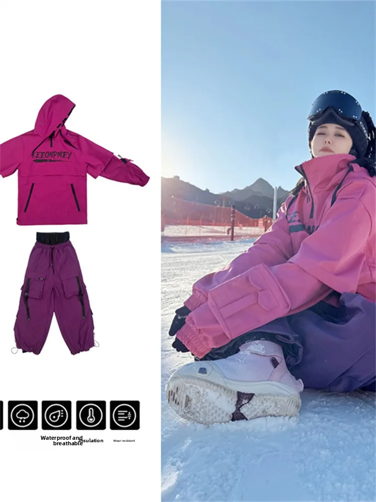 

Новый зимний утепленный водонепроницаемый комплект для активного отдыха 2025 года: куртка и брюки для мужчин и молодежи