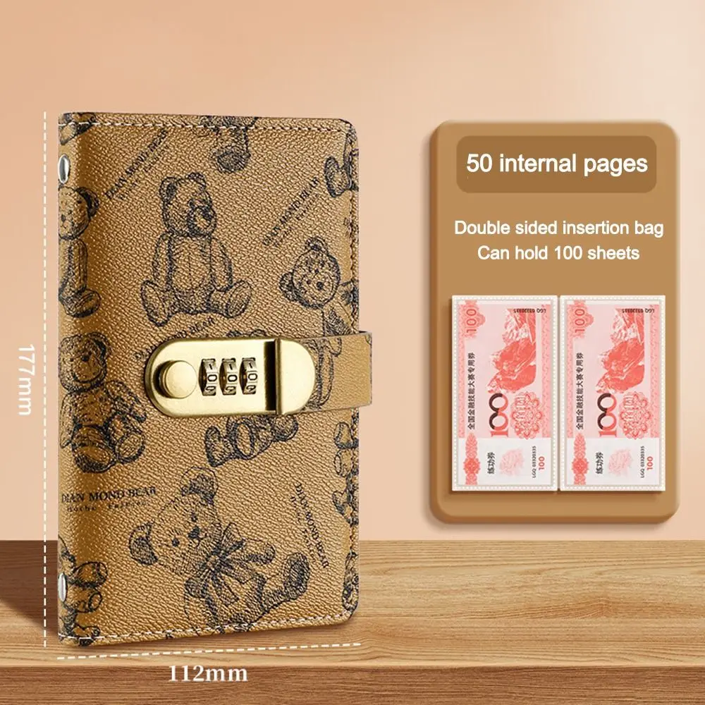 Neues Passwortschloss, 50 Umschläge, Geldsparen, Herausforderung, wasserdichtes PU-Geldaufbewahrungsbuch, Sparen Sie Geld, 100 Umschläge, Budget-Ordner