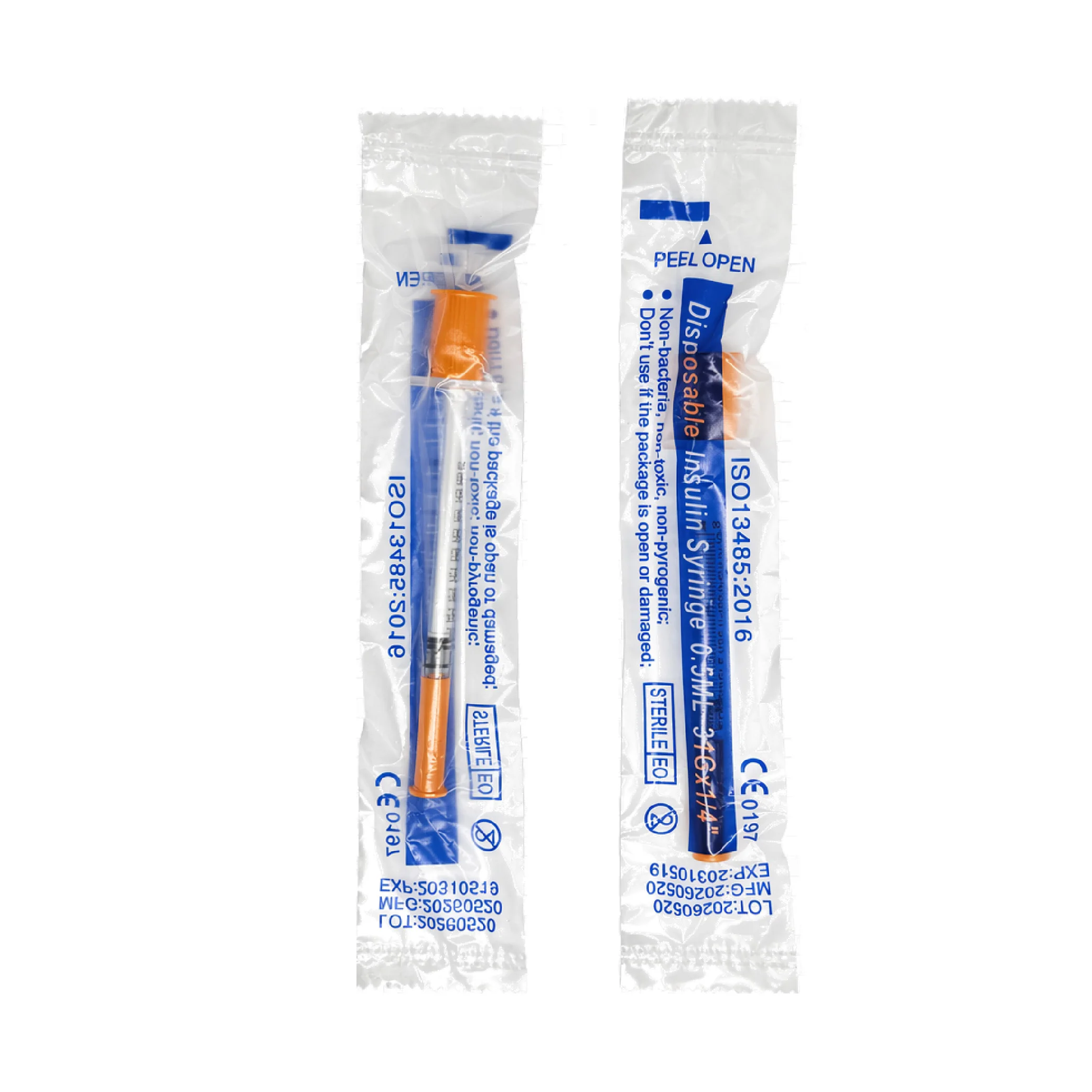 New Arrival 100pcs 0.5ml 31G 1/4 inch Disposable Sterile Insulin Syringe with 6mm Needles Individually Wrapped for Lab Pets Use