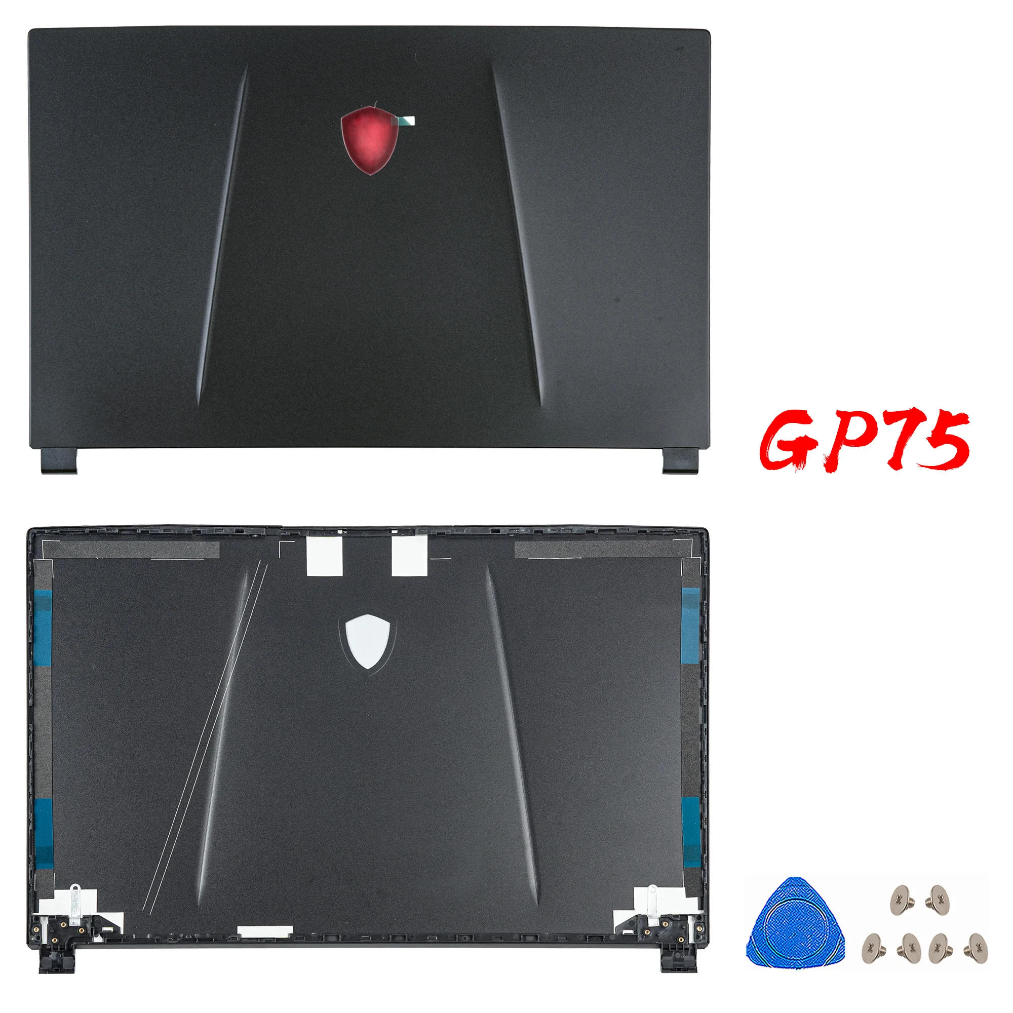 Imagem -03 - Lcd Tampa Traseira para Laptop Dobradiças de Moldura Substituição da Carcaça do Portátil Msi Ge75 Raider 8re Gp75 Gl75 Ms17e2 17e5 17e7 Novo