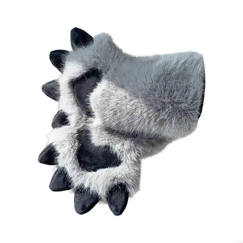 Plush Costume Gloves with Quick On-and-Off Wrist Fastening for Role-Play 6XDA 3