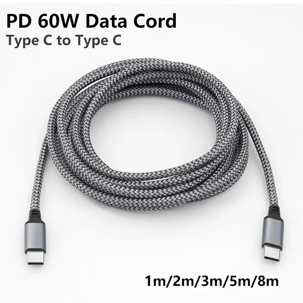 PD 60W Typ-C zu Typ-C Kabel Schnelles Laden USB-C 1m 2m 3m 5m 8m Verlängerungskabel für iPhone 15 Pro Max Huawei Xiaomi Samsung