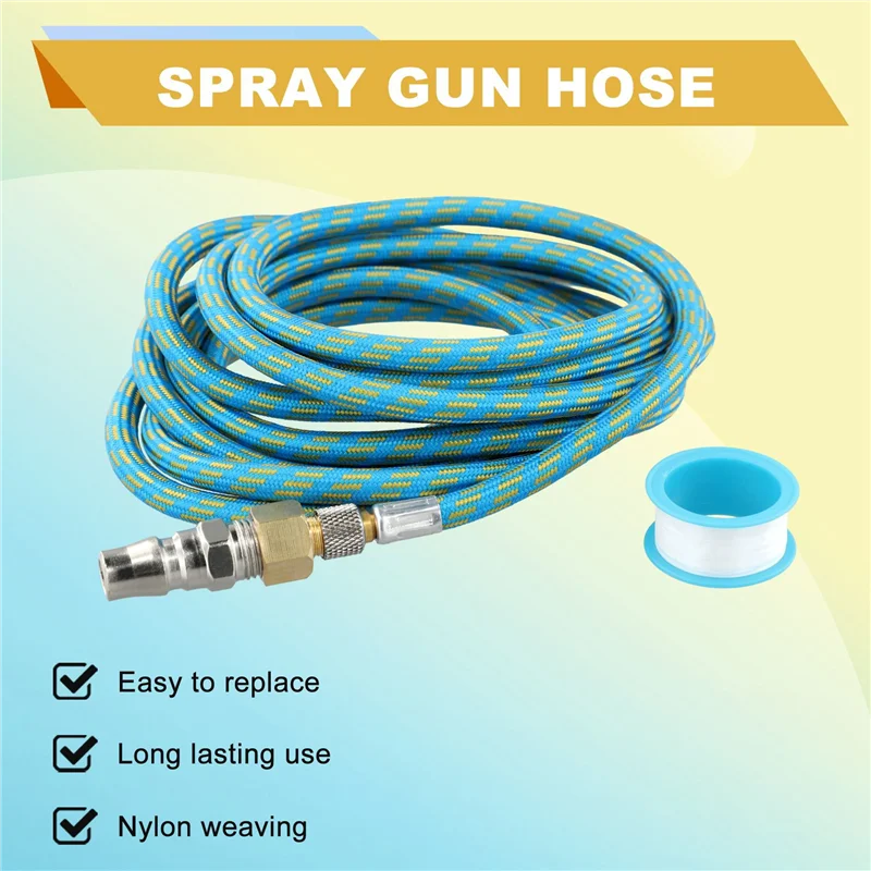 WORTHOWN-2Pcs 3 mètres/9.84Ft Nylon tressé aérographe tuyau d'air Standard 1/8 pouces-1/4 pouces adaptateur combinaison pour Air Bursh