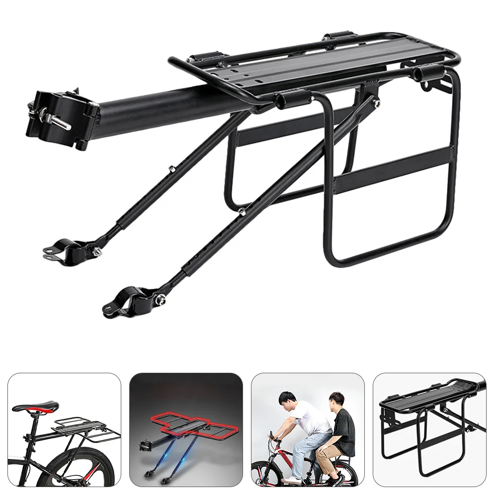 1pc 自転車リアラック プレミアムアルミニウム合金 強力な積載荷重の荷物キャリア マウンテンロード折りたたみ自転車用 耐久性のある貨物