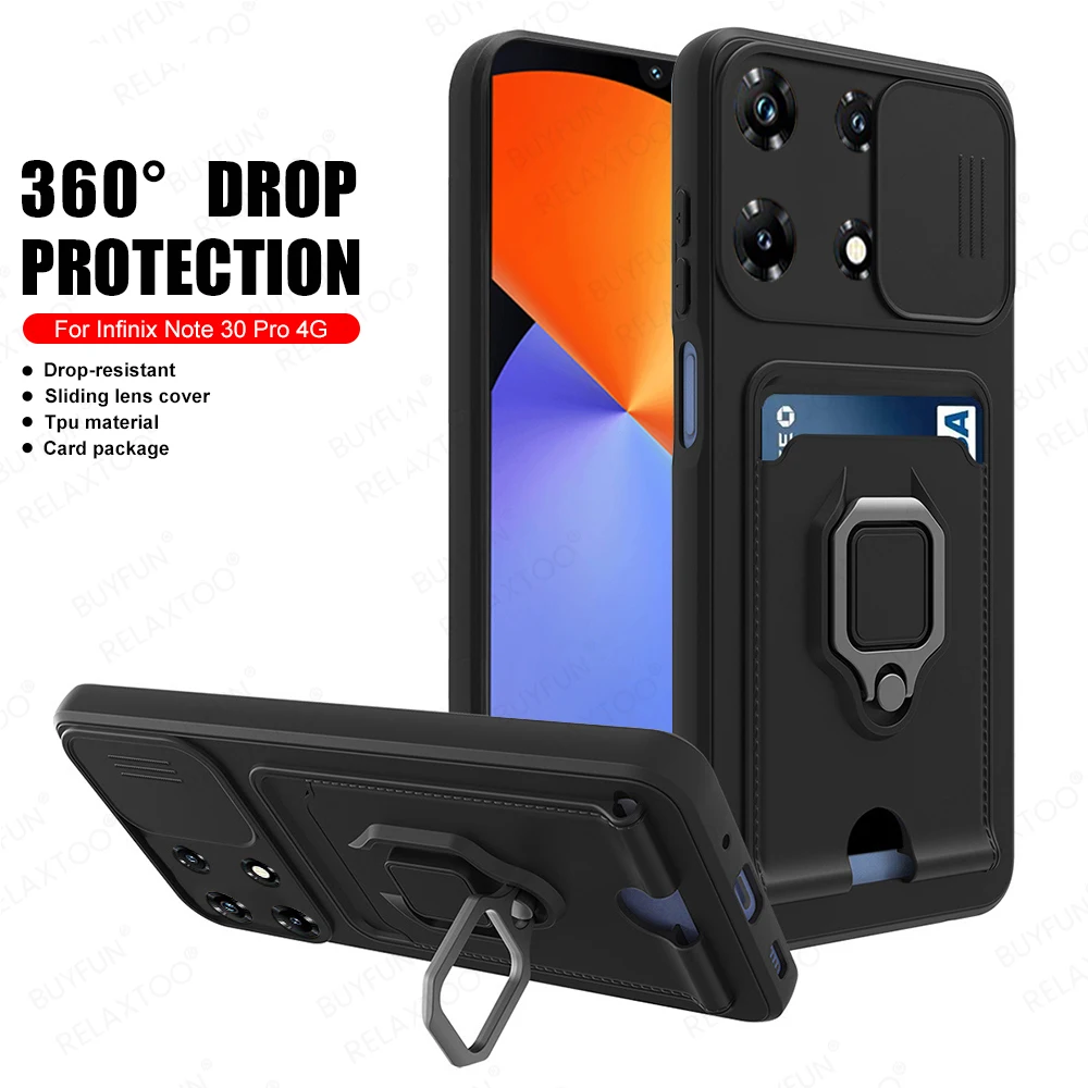 Мягкий чехол-бумажник из ТПУ для Infinix Note 30 Pro 4G, магнитный держатель с кольцом для камеры, Защитные чехлы для Note30pro Not 30 Pro 4G