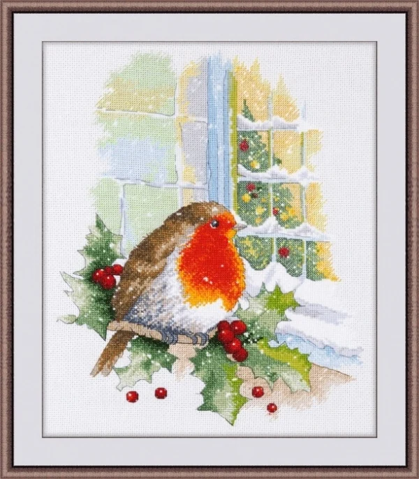 DIY needle work bird on the windowsill 36-43 Cross Stitch Set Counted Cross Stitch Kit  28ct 14ct 32ct Metallic aida