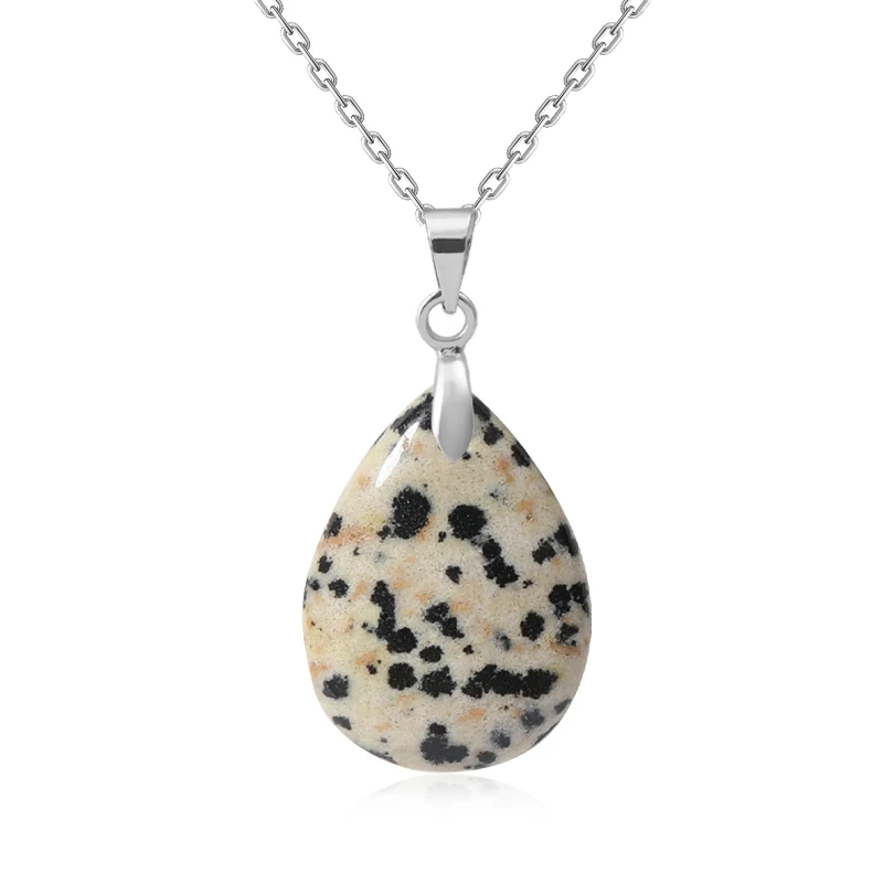 Neue Modische Naturstein-Kristall-Anhänger Tropfenförmiger Einfacher Anhänger Halskette Ohrringe Schmuckherstellung Mit Kette Collier – Detail 37