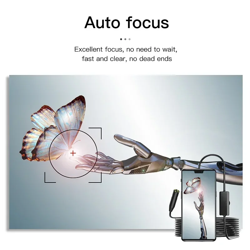 Auto Focus Endoscoop Camera 3x Zoom 5.0mp Hd 1944P 3 In 1 Type-C Industriële Inspectie Slang Borescope Ip67 Waterdichte An100