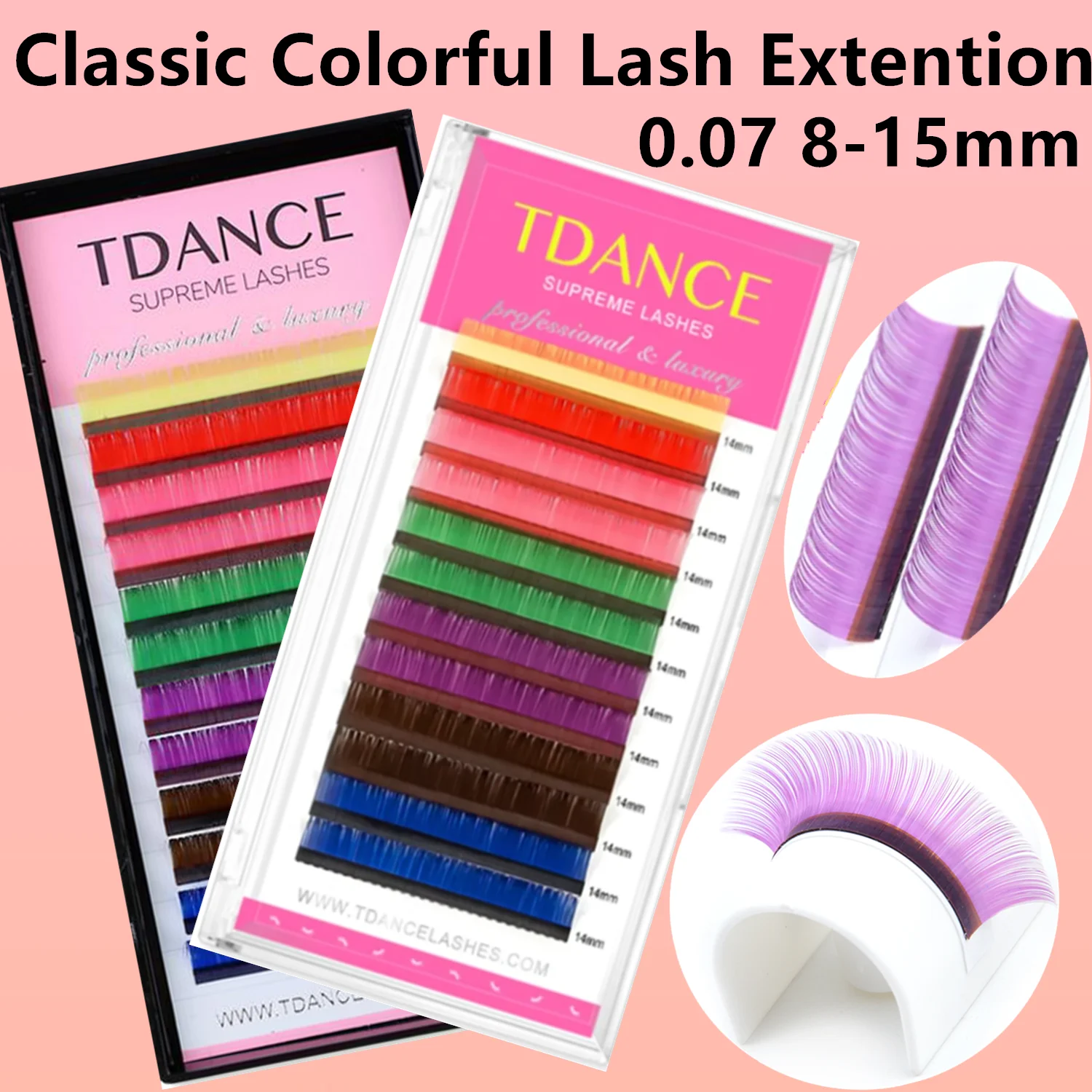 TDANCE Color Lash Extensions 7 Colors Rainbow Volume Eyelash Colorful Thickness 0.07 Colored Cilios Individual Natural Eyelashes