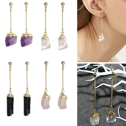 Crystal Earrings Irregular Natural Stone Hook Drop Earrings Women's Long Tassel Hook Earrings Banquet Wedding Engagement Jewelry