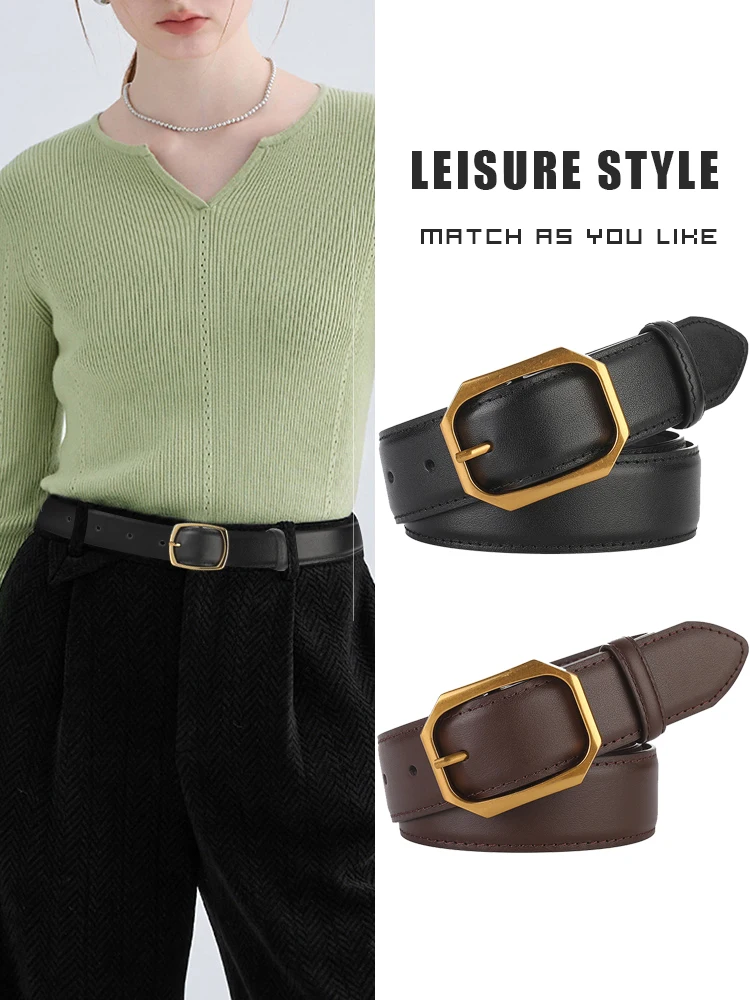 Two Colors With Dress And Jearns Simple Women Belt Fashion Slim  Women Accessories Genuine Leather Belt Women Luxury Design