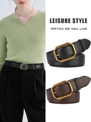 Robe et Jearns en cuir véritable pour femmes, ceinture simple, accessoires minces, design de luxe, mode, 2 couleurs