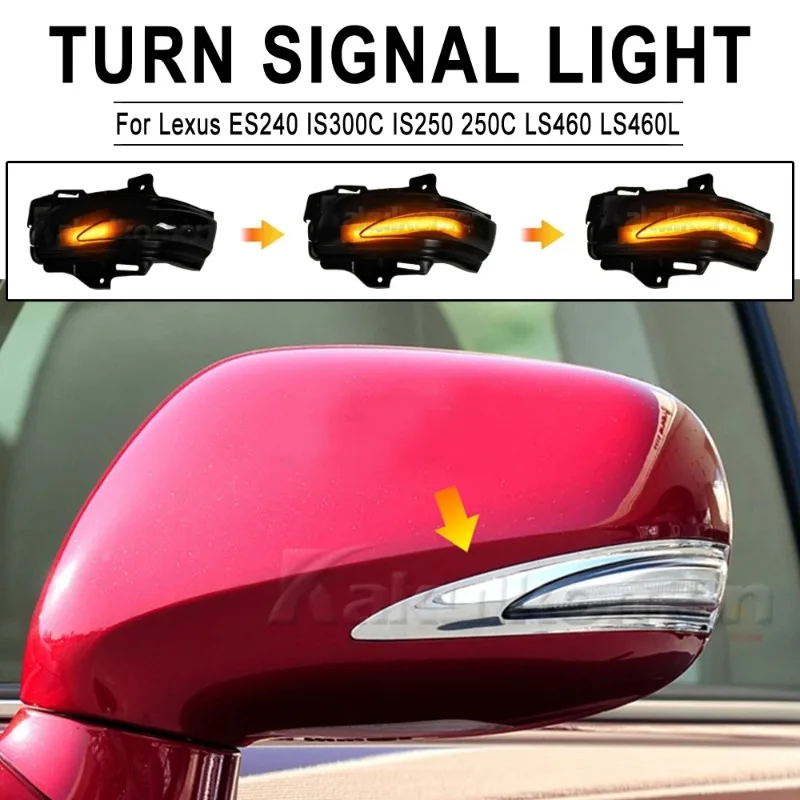 For Lexus IS250 IS300C IS250C LS460 LS460L ES240 2006-2012 2pcs Dynamic Turn Signal LED Light Side Mirror Indicator