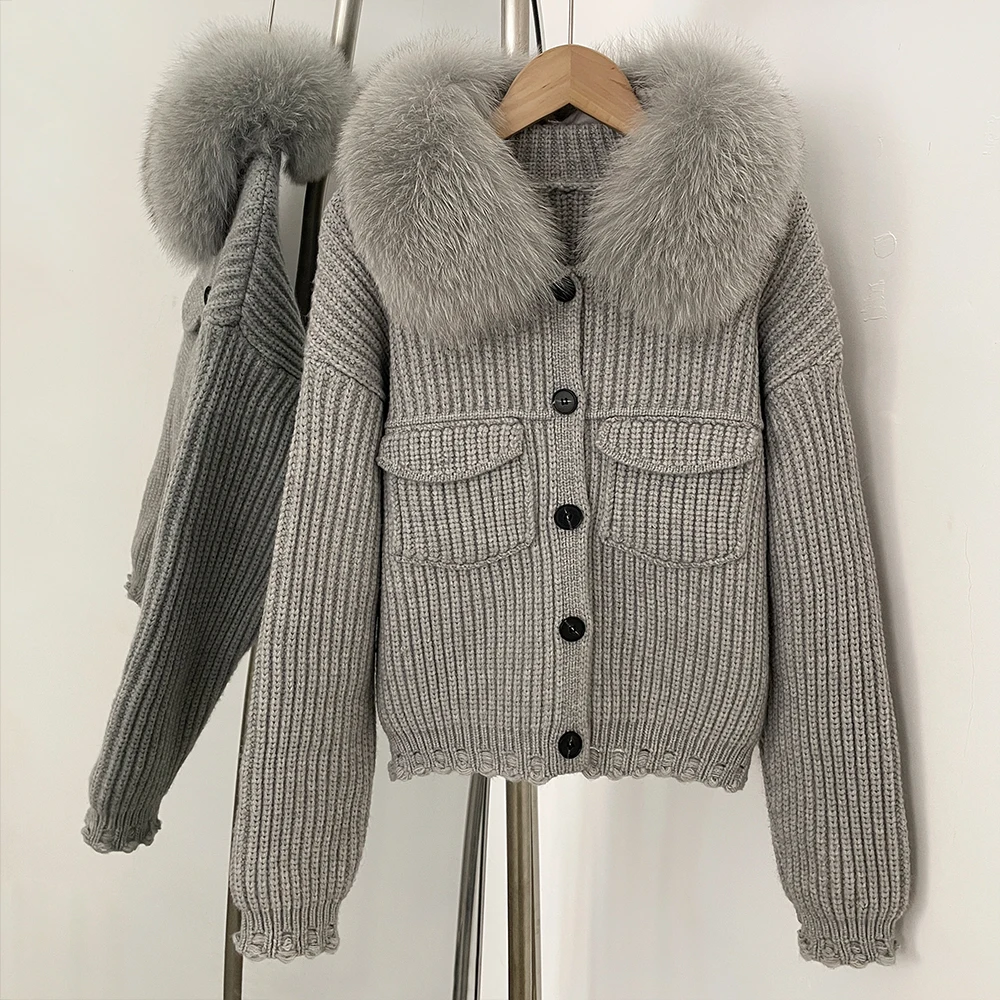 Pulôveres de pele de realidade camisola feminina tendências 2025 cardigan femmes blusa outono novas roupas femininas roupas de inverno