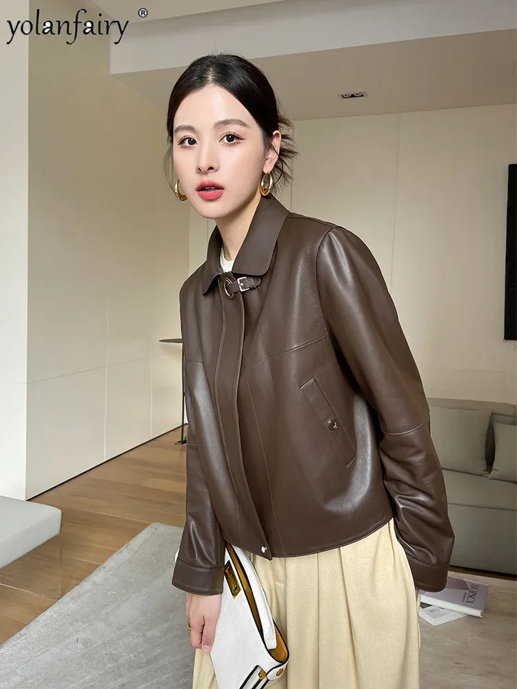 Genuine Leather Jacket Women Pure Sheepskin Coat Female Short Natural Leather Clothes 2023 New in Outwears High-end Slim Top FCY