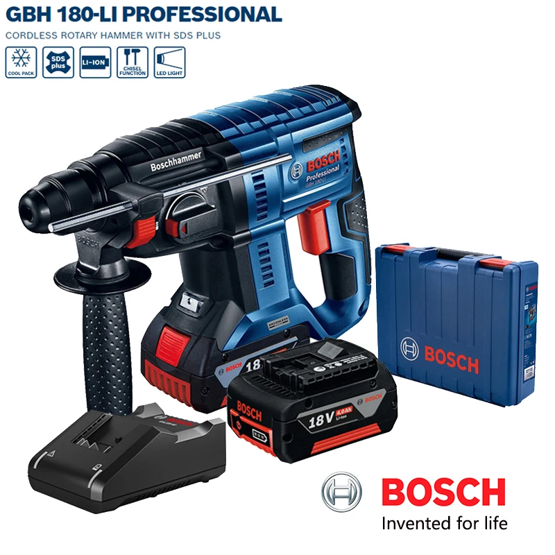 Bosch GBH180-LI Brushless Rotary Hammer 18V 4AH Cordless Lithium Professional Multifunctional Power Tools Sets With SDS Plus