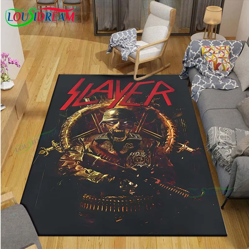 Fashion S-Slayer Band Retro Printed  Carpets Living Room Bar Area Rug  Bedroom Mats Yoga Mat Large Outdoor Carpet Decor