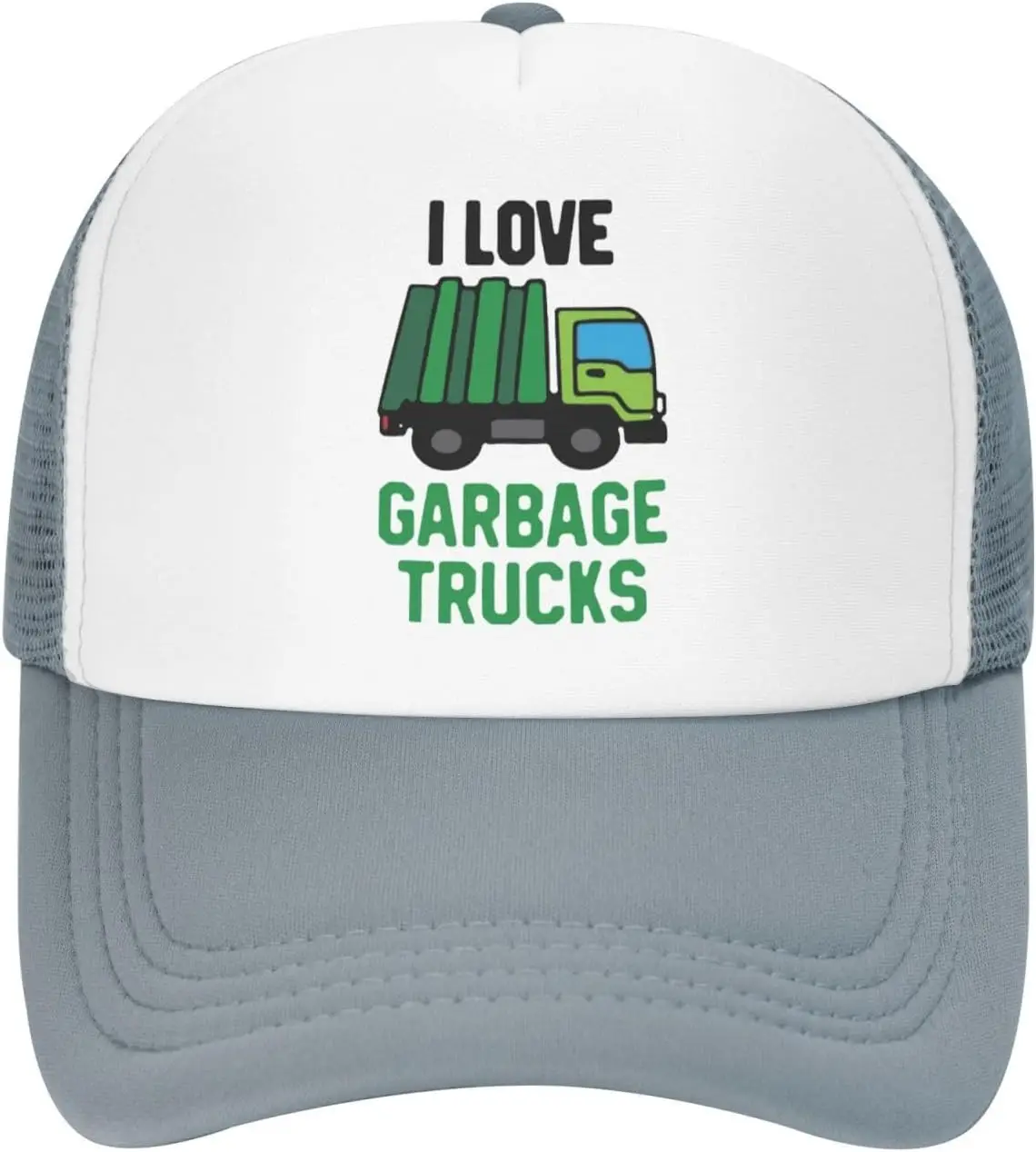 I-Love-Garbage-Trucks-Trucker-Hat-Mesh-Baseball-Snapback-Cap-Outdoor-Sun-Protection-Adjustable-Hat