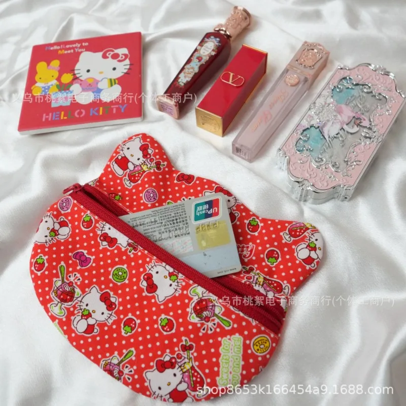 مرحبا كيتي أنيمي Kawaii سانريو Ins موضة مطبوعة قماش محفظة نسائية للعملات المعدنية لطيف الكرتون متعددة الوظائف حافظة للبطاقات هدايا للفتيات