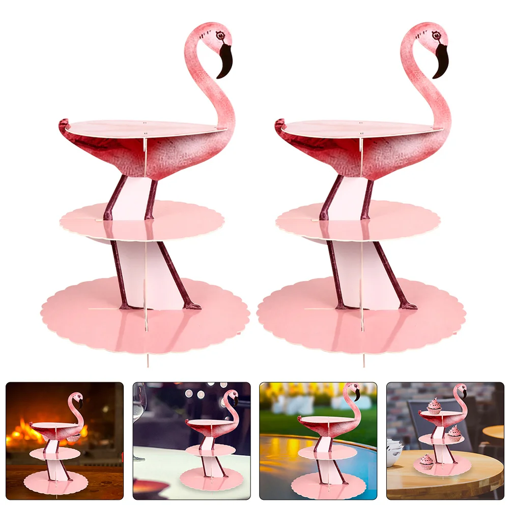 

2Pcs Flamingo Paper Cupcake Stand Three-Layer Dessert Display Holder for Wedding Birthday Party Cupcake Holder