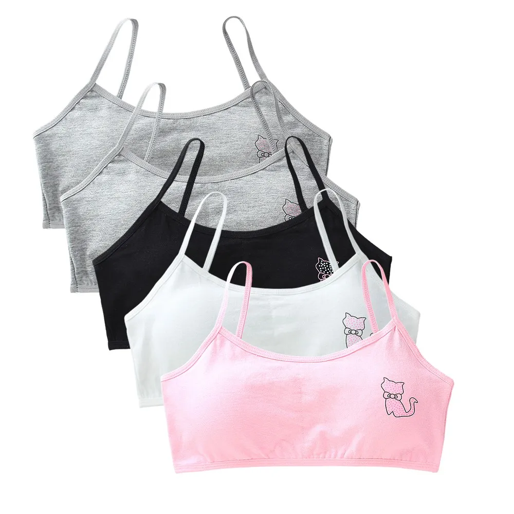 5PCS/Lot Teeange Girls Small Training Bras Purbery School Girl Sports Bra Children Detachable Chest Pad Underwear Kids Tube Tops