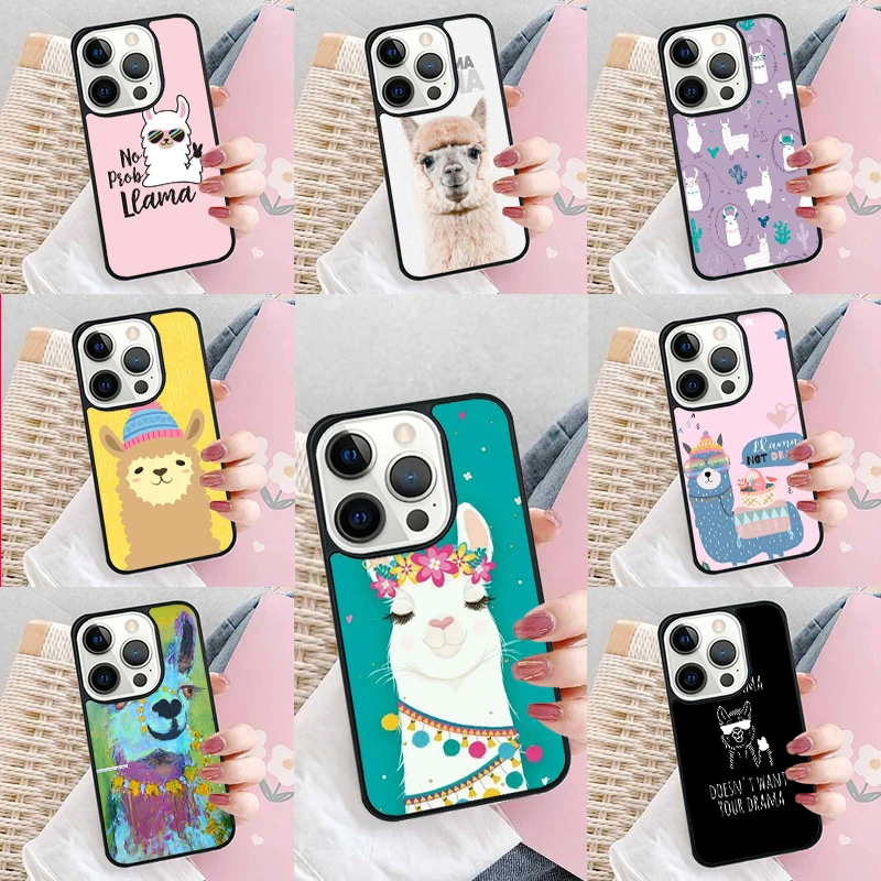 Animal Lama Llama Alpacas Soft Phone Case Cover for iPhone 16 Promax 15 Pro 13 14 Plus 11 12 Mini XR XS MAX Coque