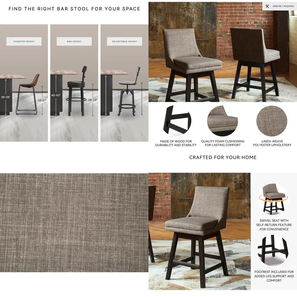 

25 светло-серых вращающихся барных стульев с обивкой, комплект из 2 штук