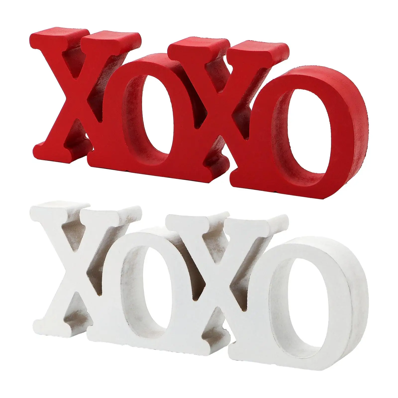 Xoxo Statue Decorative Figurine Valentine's Day Decoration Wooden Collectible Craft Ornament for Engagement Proposal Desk