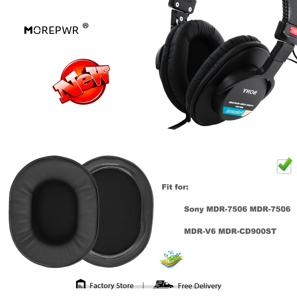 

Morepwr Replacement Ear Pads for Sony MDR-7506 MDR-7506 MDR-V6 MDR-CD900ST Headset Parts Leather Cushion Velvet Earmuff Earphone