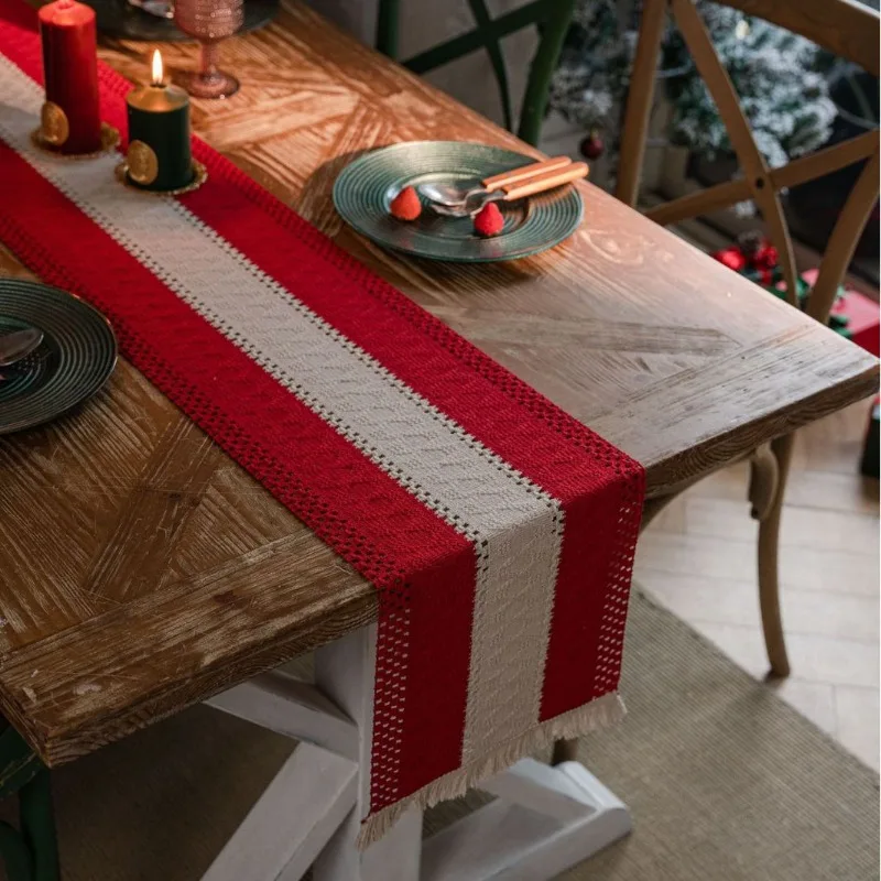 

Dining Table Runner with Tassel Home Textile Crochet Table Runner Linen Placemat Party Xmas Wedding Home Eeaster Decoration 2024