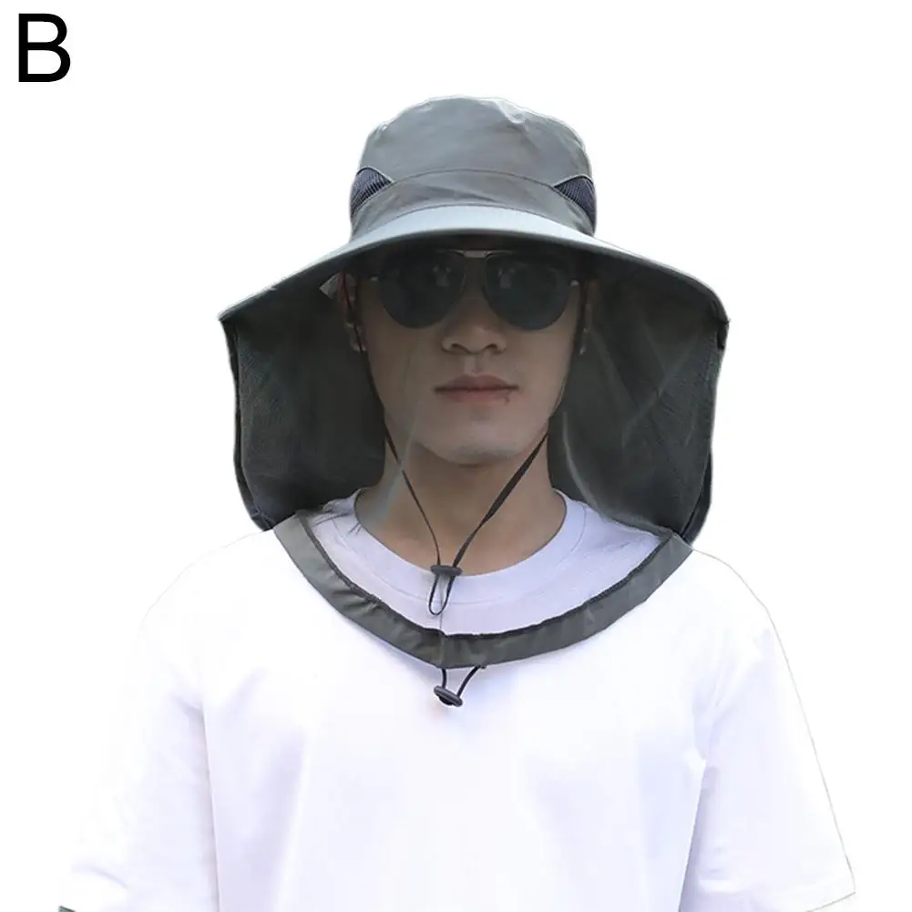 UV-Schutzhut mit Gesichtsmaske, atmungsaktiver Insektenschutz, breite Krempe, Angelhut, Outdoor-Sport, Natur, Wandern, Camping, Netzhut – Detail 14